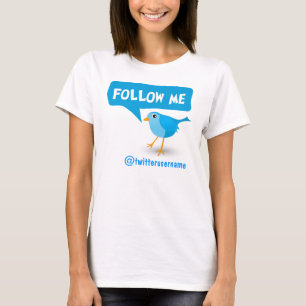 Följ mig kvinna för Twitterblåttfågeln T-tröj T-shirt