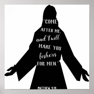 Följ mig Matthew 4:19 Christian Jesus Poster