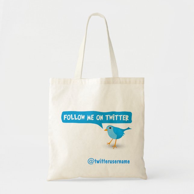 Följ mig på Twitter Blue Bird Budget Tote bags Tygkasse (Framsidan)