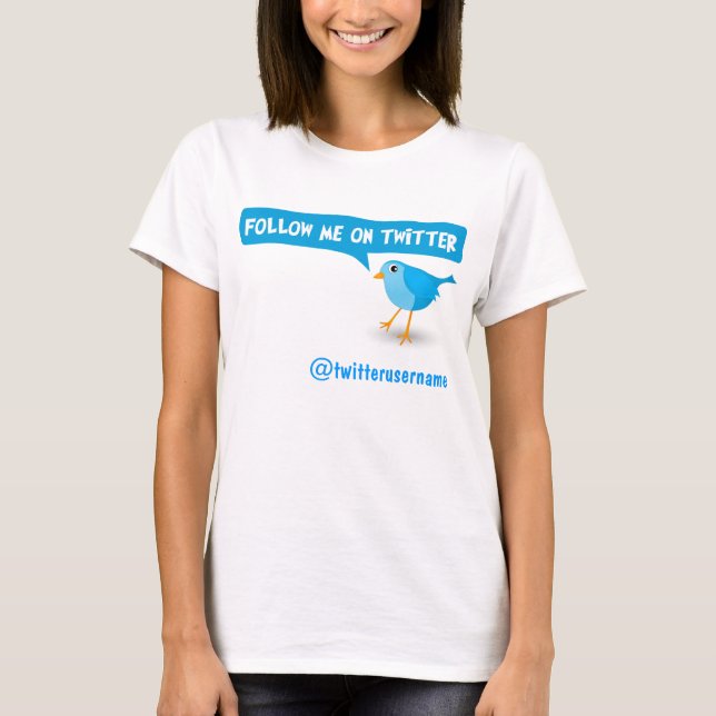 Följ mig på Twitter Blue Bird Dam Top T-Shirt (Framsida)