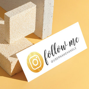 Följ mig Social Media Instagram Guld Mini Visitkort