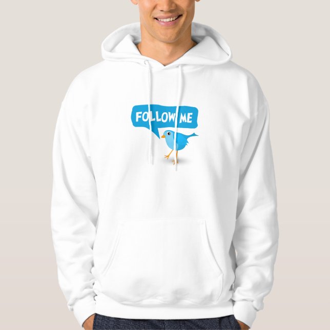 Följ mig Tecknad Blue Bird Social Media Hoodie (Framsida)