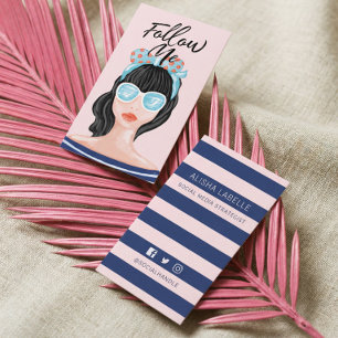 Följ mig Trendiget Modern Beach Beauty Social Medi Visitkort