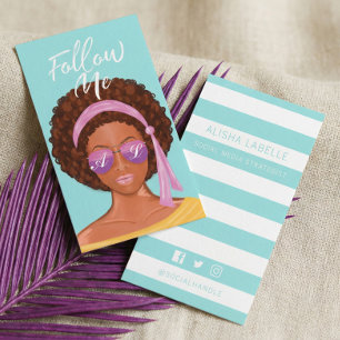 Följ mig Trendiget Modern Beach Beauty Social Medi Visitkort