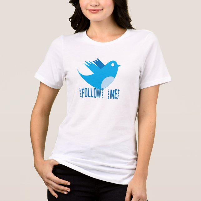Följ mig Twitter Bird T-shirts (Framsida)