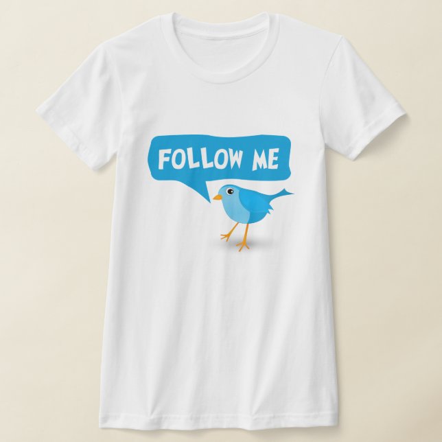 Följ mig Twitter Blue Bird Dam Anpassningsbar Top Tee (Laydown)