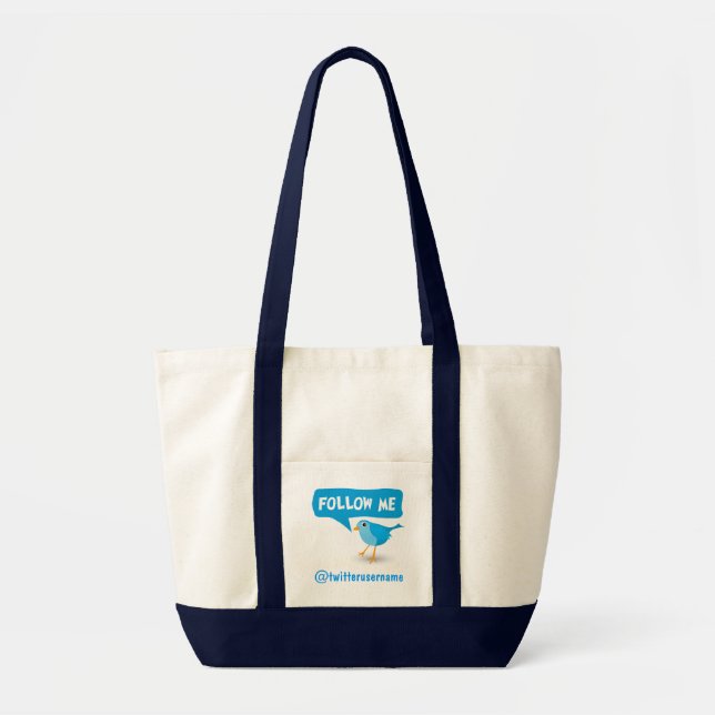 Följ mig Twitter Blue Bird Impulse Tote bags Tygkasse (Framsidan)