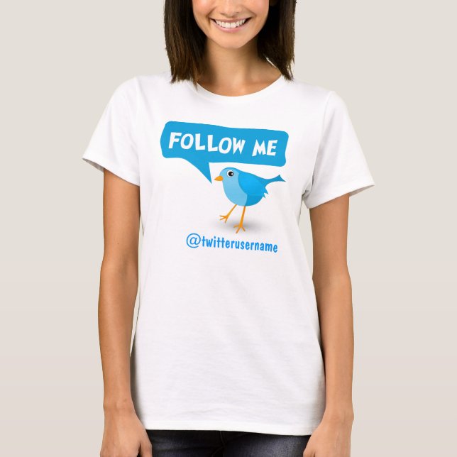 Följ mig Twitter Blue Bird Womens T-Shirts (Framsida)
