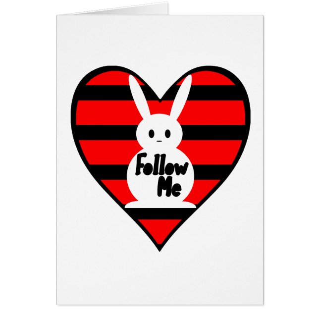 Följ mig vitkanin hälsningskort (Framsidan)