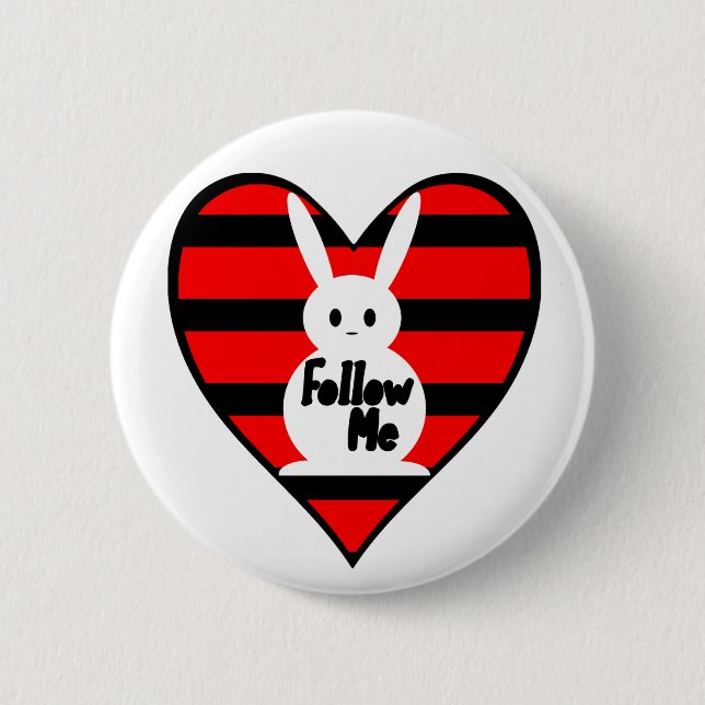 Följ mig vitkanin knapp (Framsida)