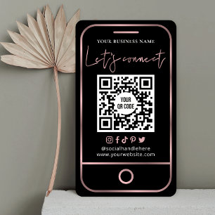 Följ My Social Media Black & Ro Guld QR Visitkort