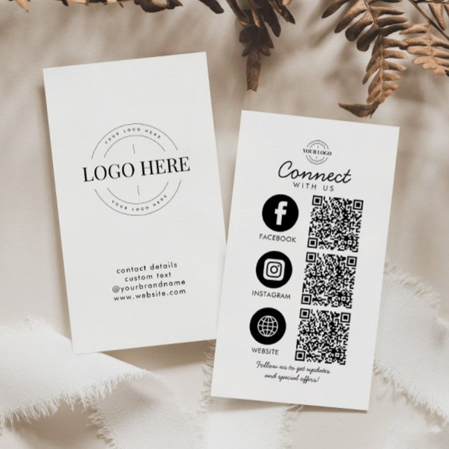 Följ Oss 3 QR-kod Sociala Medier Logo Visitkort (Skapare uppladdad)