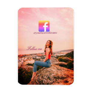 Följ oss facebook användarnamn socialt media foto magnet