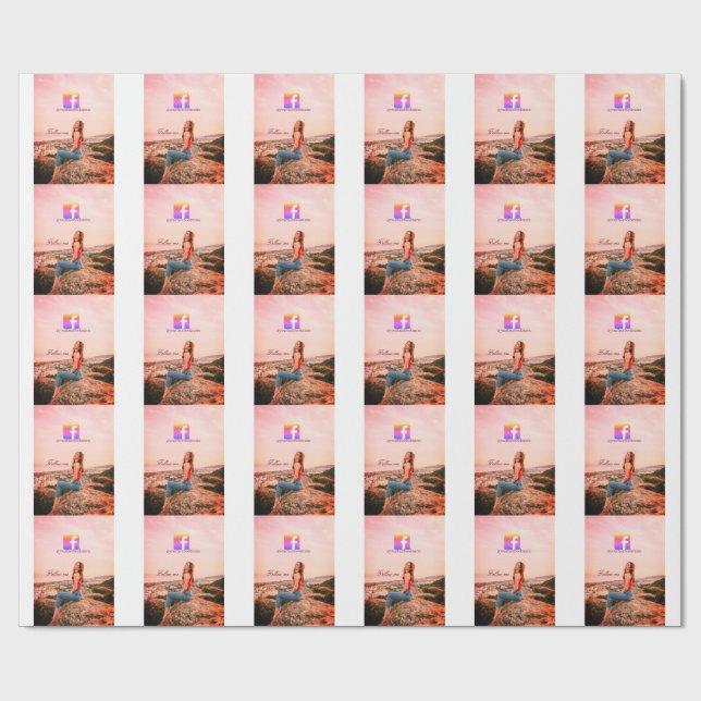 följ oss facebook användarnamn socialt media foto  presentpapper (Platt)