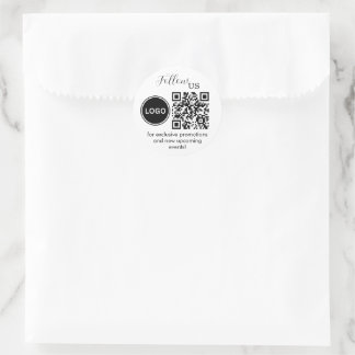 Följ oss med QR-kod Packaging Round-etikett Runt Klistermärke