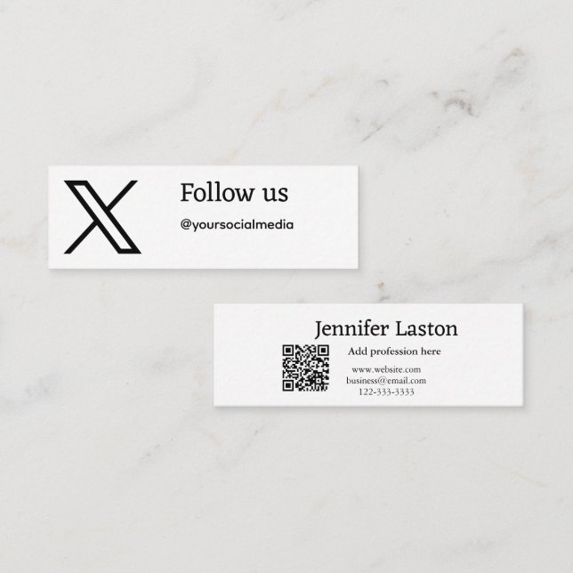 följ oss och byt X-användarnamn social-media lägga Mini Visitkort (Fram/baksida)