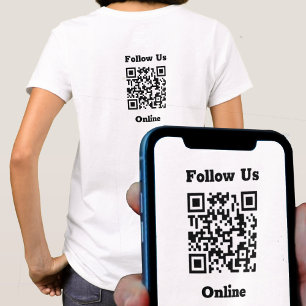 Följ oss online-meddelande med QR-kod T-shirt