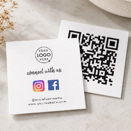 Följ oss på Instagram Facebook Sociala medier QR Fyrkantigt Visitkort