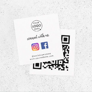Följ oss på Instagram Facebook Sociala medier QR Fyrkantigt Visitkort