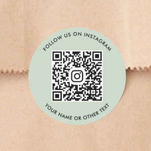 Följ Oss På Instagram QR-kod Sagegrön Runt Klistermärke