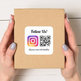 Följ oss på Instagram Social Media QR-kod - enkel Fyrkantigt Klistermärke