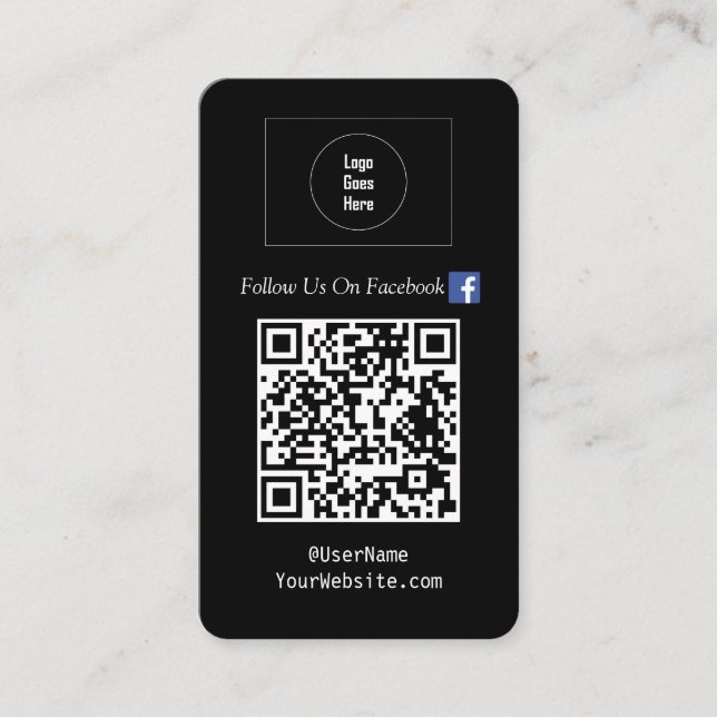 Följ oss på Social Media QR-kod svart Visitkort (Framsida)