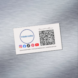 Följ oss QR-kod för sociala medier Rosa Företag Magnetiska Visitkort
