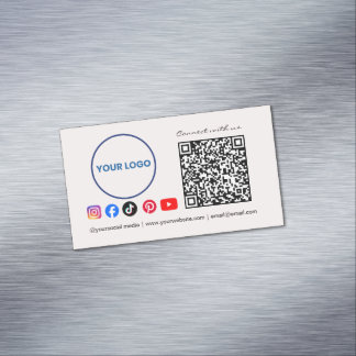 Följ oss QR-kod för sociala medier Rosa Företag Magnetiska Visitkort