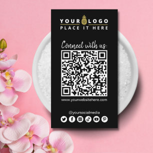 Följ Oss QR-kod Sociala Medier Enkel Svart Visitkort