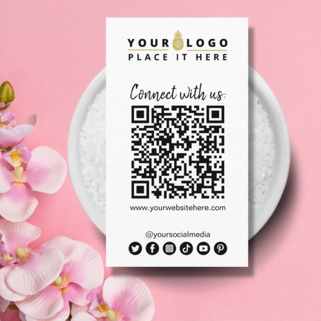 Följ Oss QR-kod Sociala Medier Enkel Vit Visitkort (Skapare uppladdad)