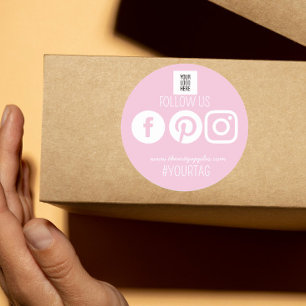 Följ Oss Sociala Medier Logotyp för småföretag Runt Klistermärke