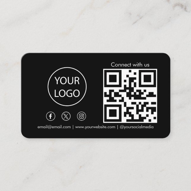 Följ oss Sociala Medier QR-kod Modern Visitkort (Framsida)