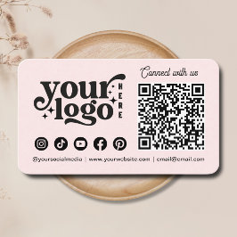 Följ oss Sociala Medier QR-kod Rosa Visitkort