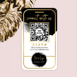 Följ oss Sociala Medier QR-kod Svart och Guld Visitkort