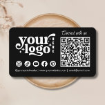 Följ oss Sociala Medier QR-kod Svart Visitkort<br><div class="desc">Tittar för ett sätt att få dina kunder att samarbeta med social och din webbplats? Kolla in det här Affärskortet Connect with US Social Media QR Code Black (anslut med USA-mediekod, QR-kod, svart). Du kan enkelt lägga till en anpassningsbar QR med en länk till webbplatsen. Du behöver bara fylla i...</div>