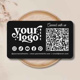 Följ oss Sociala Medier QR-kod Svart Visitkort