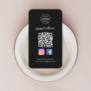Följ oss   Sociala Medier QR-kod Svart Visitkort