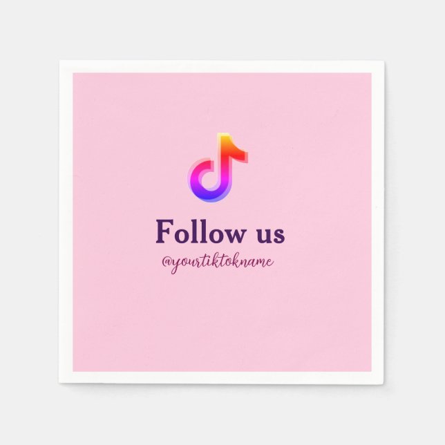 följ oss tiktok-användarnamn social-media lägga ti pappersservett (Framsidan)