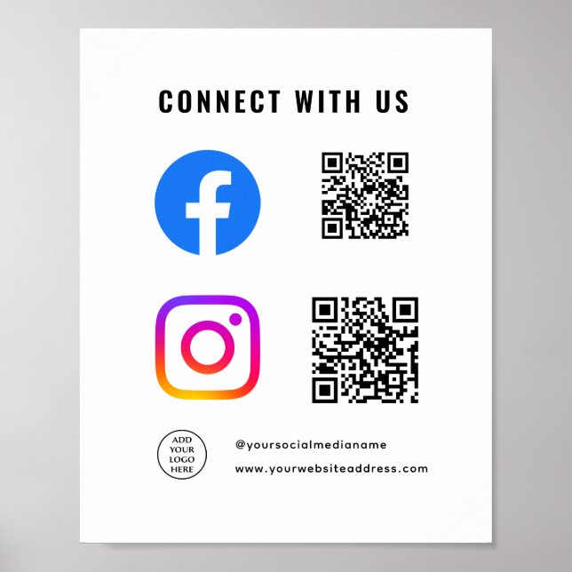 Följ Scan Connect Med oss QR-kod Logotyp Här Poster (Framsidan)
