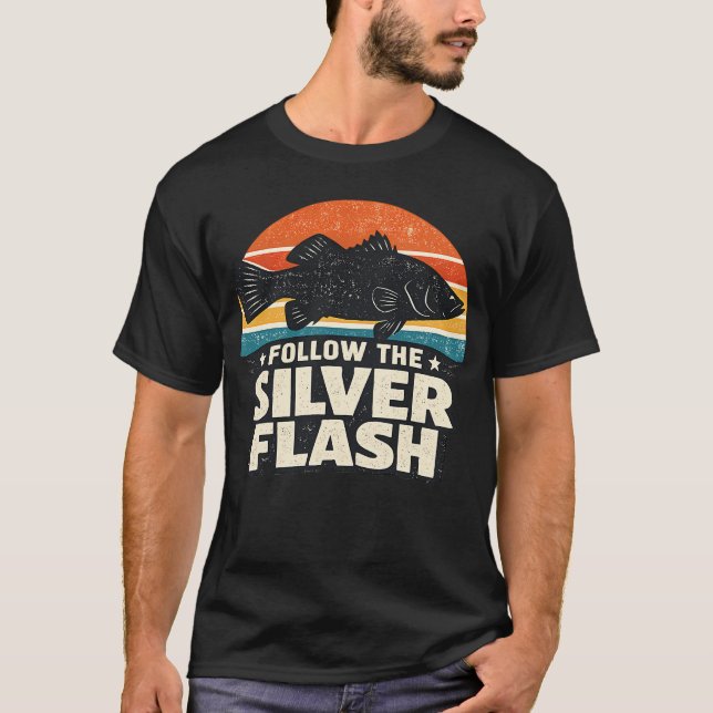 Följ Silver Flash Fiskeshirt Vintage Angl T Shirt (Framsida)