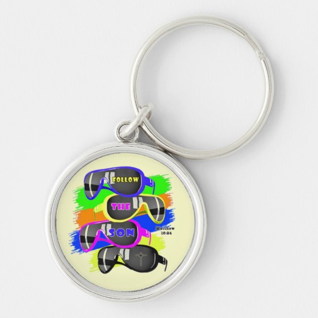 Följ Son-nyckelkedjan Rund Silverfärgad Nyckelring (Framsidan)