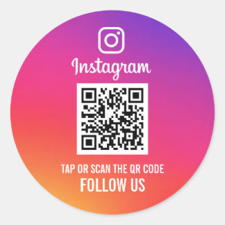 Följ USA Instagram Social Media QR-kod Runt Klistermärke