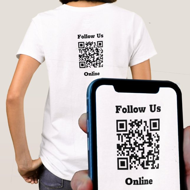 Följ USA-Onlinens meddelande med QR-kod T-Shirt (Skapare uppladdad)