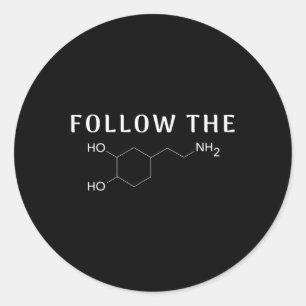 Följ vetenskapen för Dopamin Chemical Structure Ro Runt Klistermärke