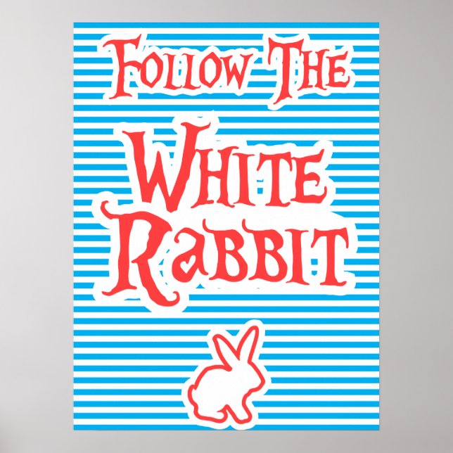 Följ vitkanin, typografi poster, poster (Framsidan)