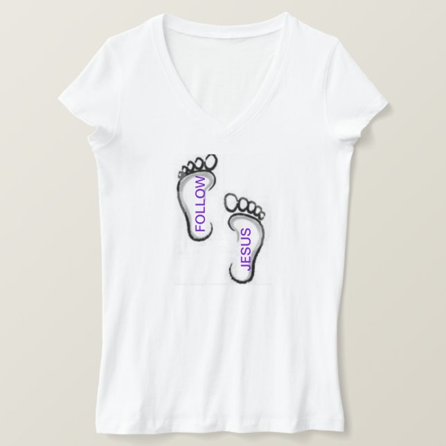 FÖLJA JESUS TEE SHIRT FOOTPRINTS (Design framsida)