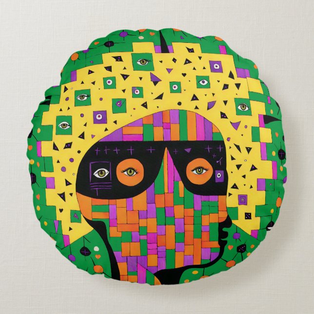 Folk 001 Nancy Rund Kudde (Framsidan)