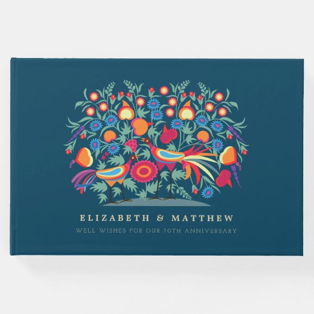 Folk Art 70-års bröllopsjubileum gästeböcker Gästböcker (Framsida)