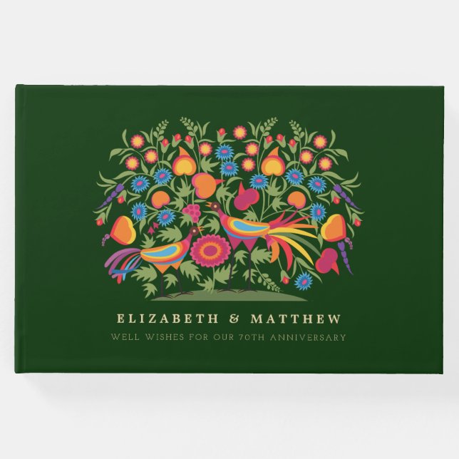 Folk Art 70-årsjubileum för bröllop Gästböcker (Framsida)