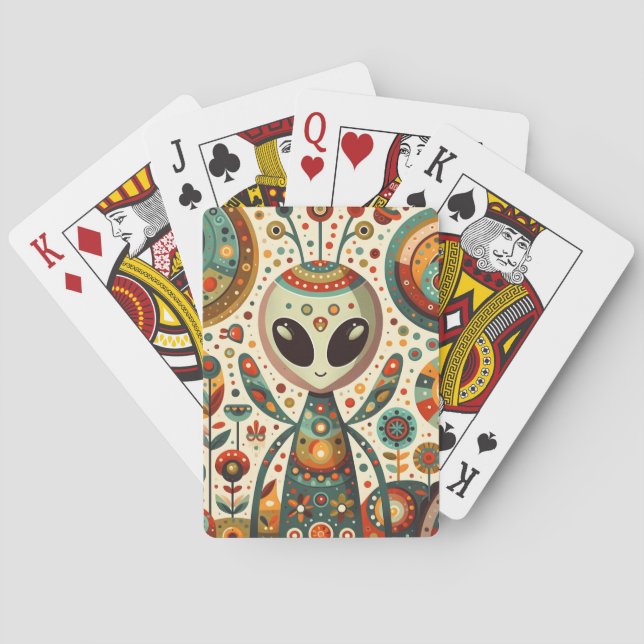Folk Art Alien Bug  Casinokort (Baksidan)